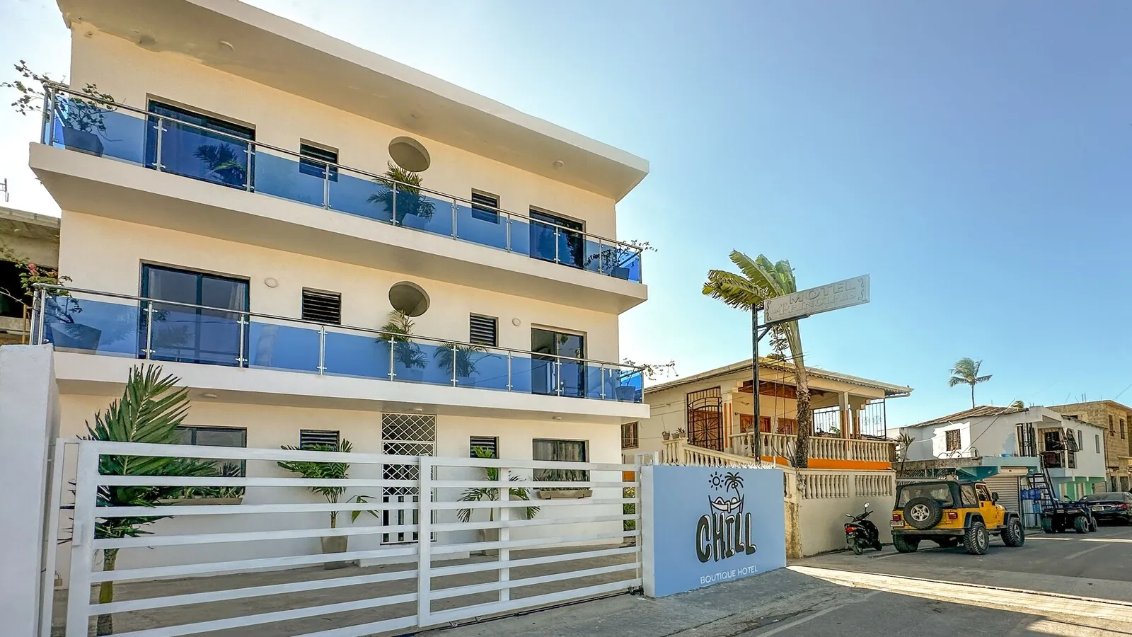 Chill Boutique Hotel exterior, poster for the Instagram reel